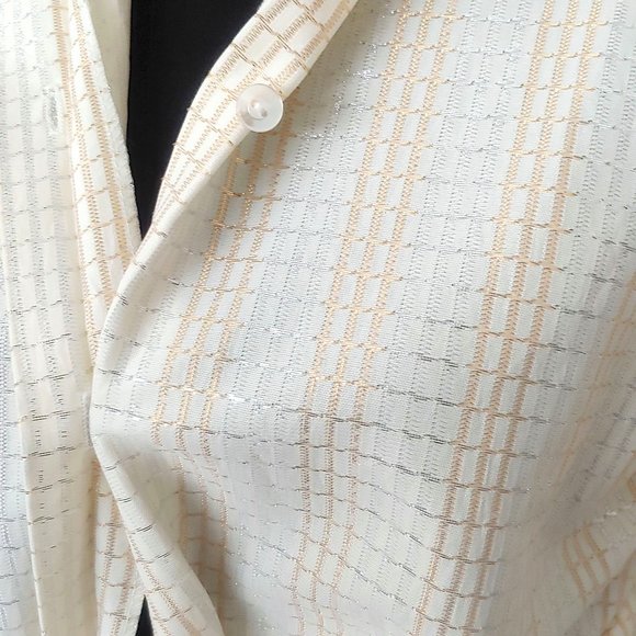 Vintage 1970s Metallic Thread Button Up Shirt - Picture 5 of 7